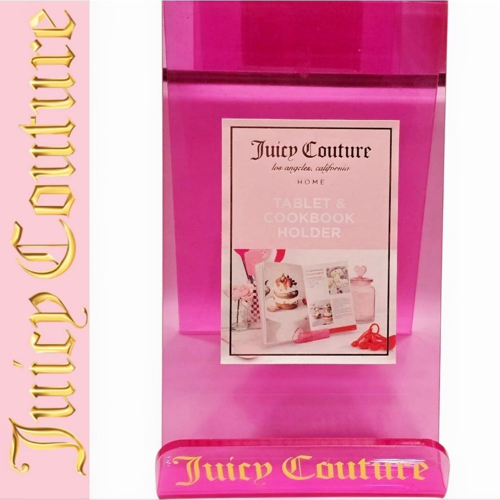 Juicy Couture Home Pink Transparent Logo Tablet & Cookbook Acrylic Holder